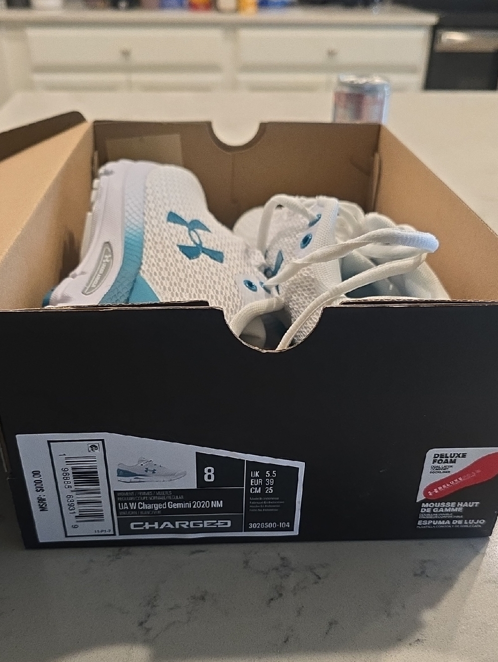 Under Armour White & Teal Athletic Sneakers